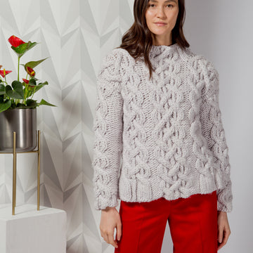 Nikka Cable Jumper - Jumper Knitting Pattern For Women in MillaMia Naturally Soft Super Chunky by MillaMia