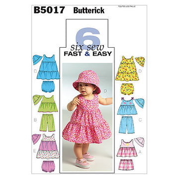 Butterick Infants' Top, Dress, Panties, Shorts, Pants and Hat B5017 - Sewing Pattern