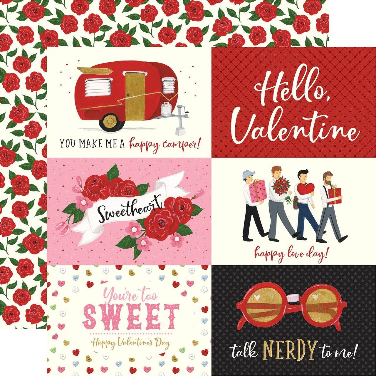 Echo Park Paper Be My Valentine Double-Sided Cardstock 12"X12" 25/Pkg - 6"X4" Journaling Cards