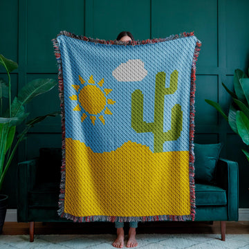 Cactus in Desert Blanket C2C Crochet Pattern