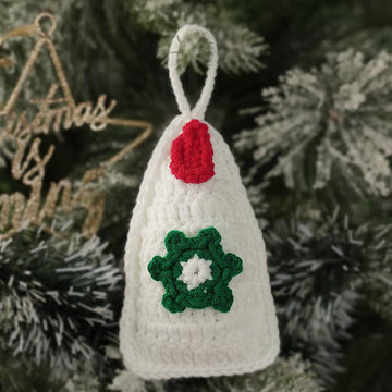 Decorative White Christmas Tree With Green Snowflakes Crochet Ornaments
