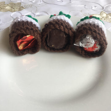 Mini Christmas Pudding & Cupcake Ferrero Lindt Chocolate Cover DK Knitting Pattern