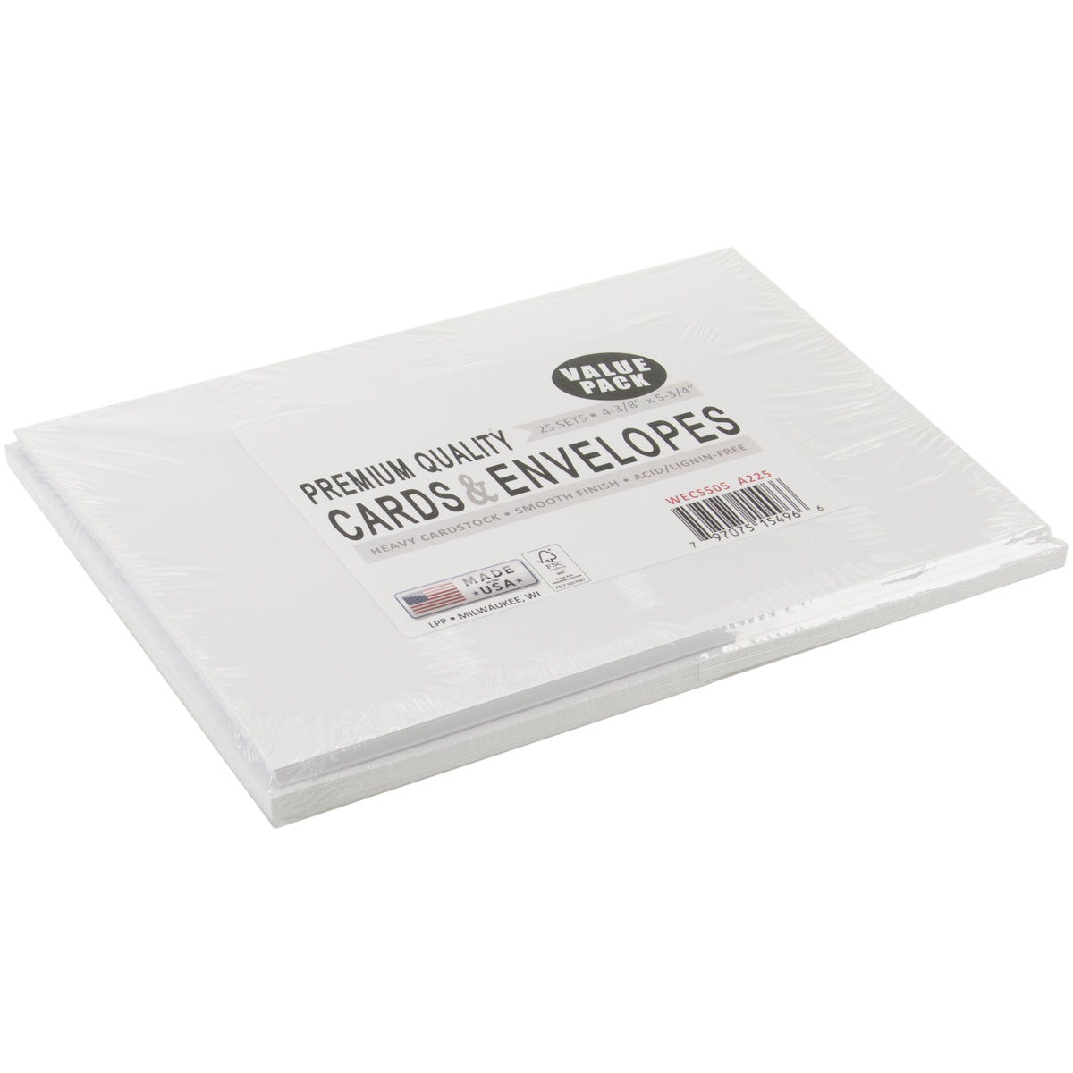 Leader Paper Products Leader A2 Greeting Cards W/Envelopes (4.375"X5.75") 25/Pkg - White