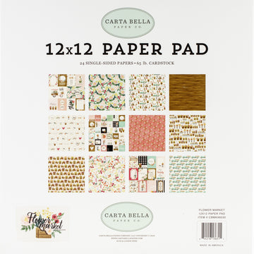 Echo Park Paper Carta Bella Single-Sided Paper Pad 12"X12" 24/Pkg - Flower Market, 12 Designs/2 Each