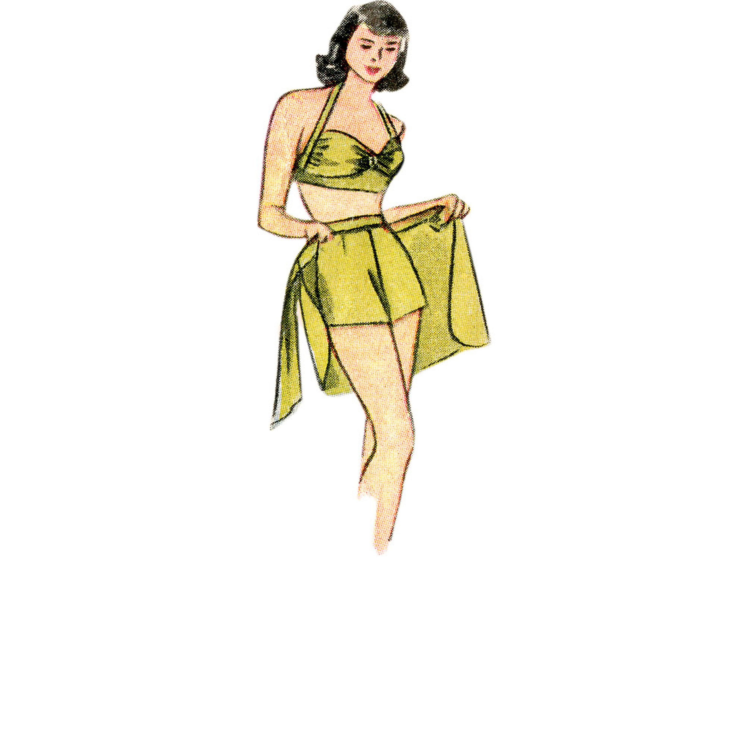 Simplicity S8932 Misses Vintage Bikini Top, Shorts, Wrap, Skirt and Coat - Sewing Pattern