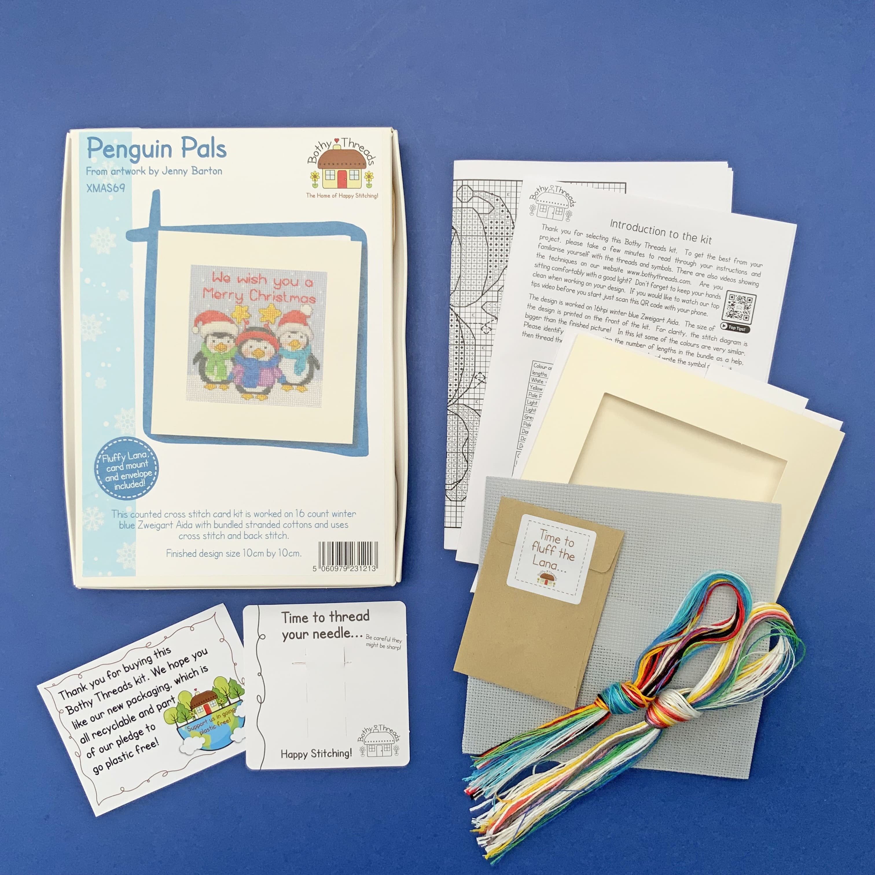 Bothy Threads Penguin Pals Cross Stitch Kit - 10 x 10cm
