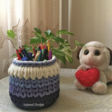 Zpagetti (t-shirt) yarn basket- Spike st- circle
