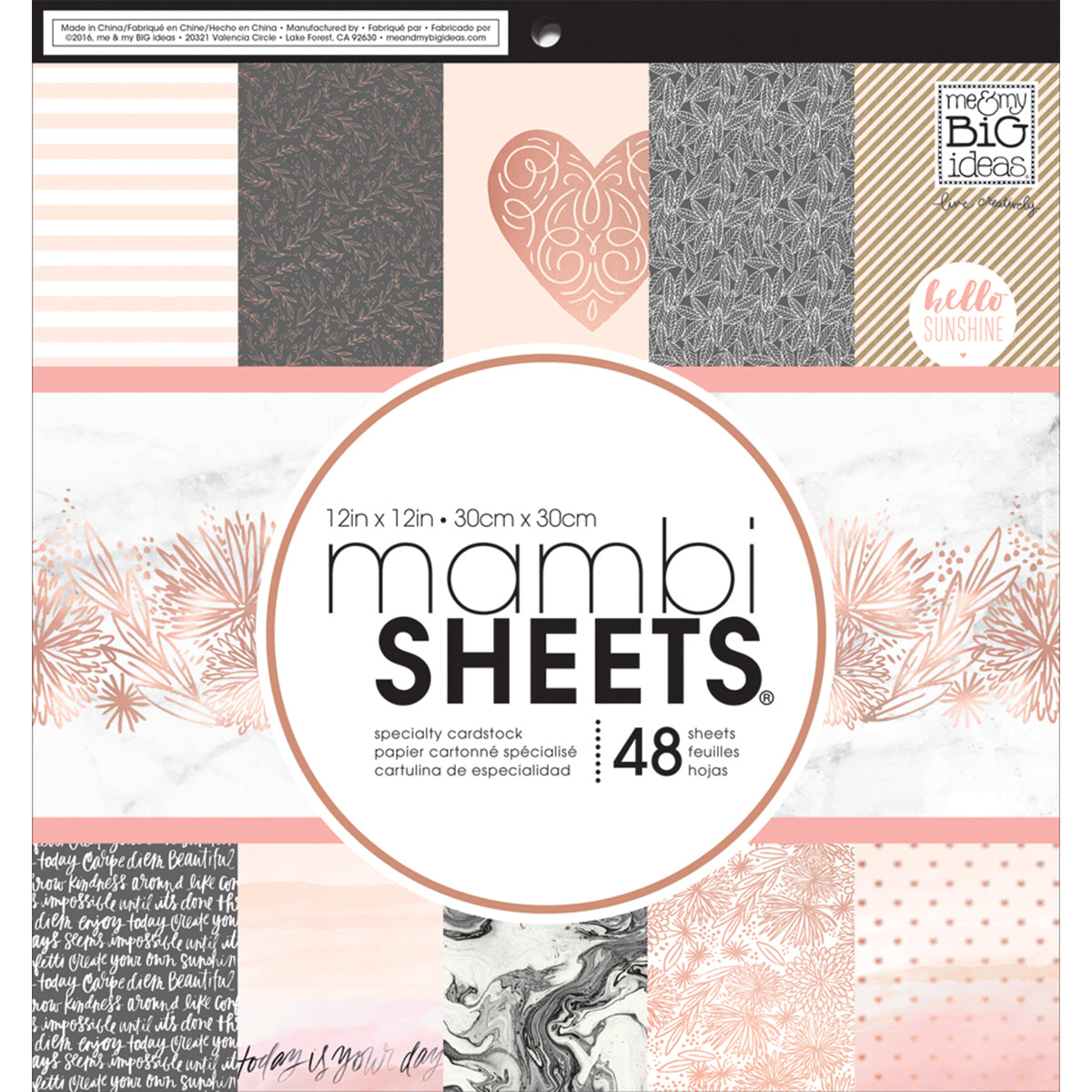 Mambi Single-Sided Paper Pad 12"X12" 48/Pkg - Rose Gold