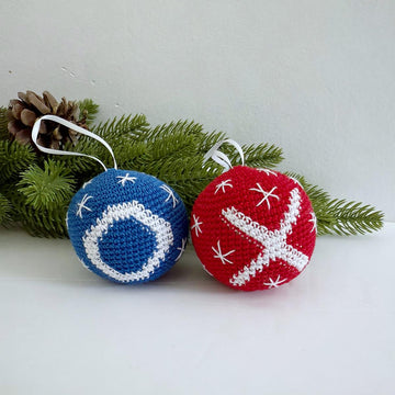 Red X Blue O Christmas ball ornament
