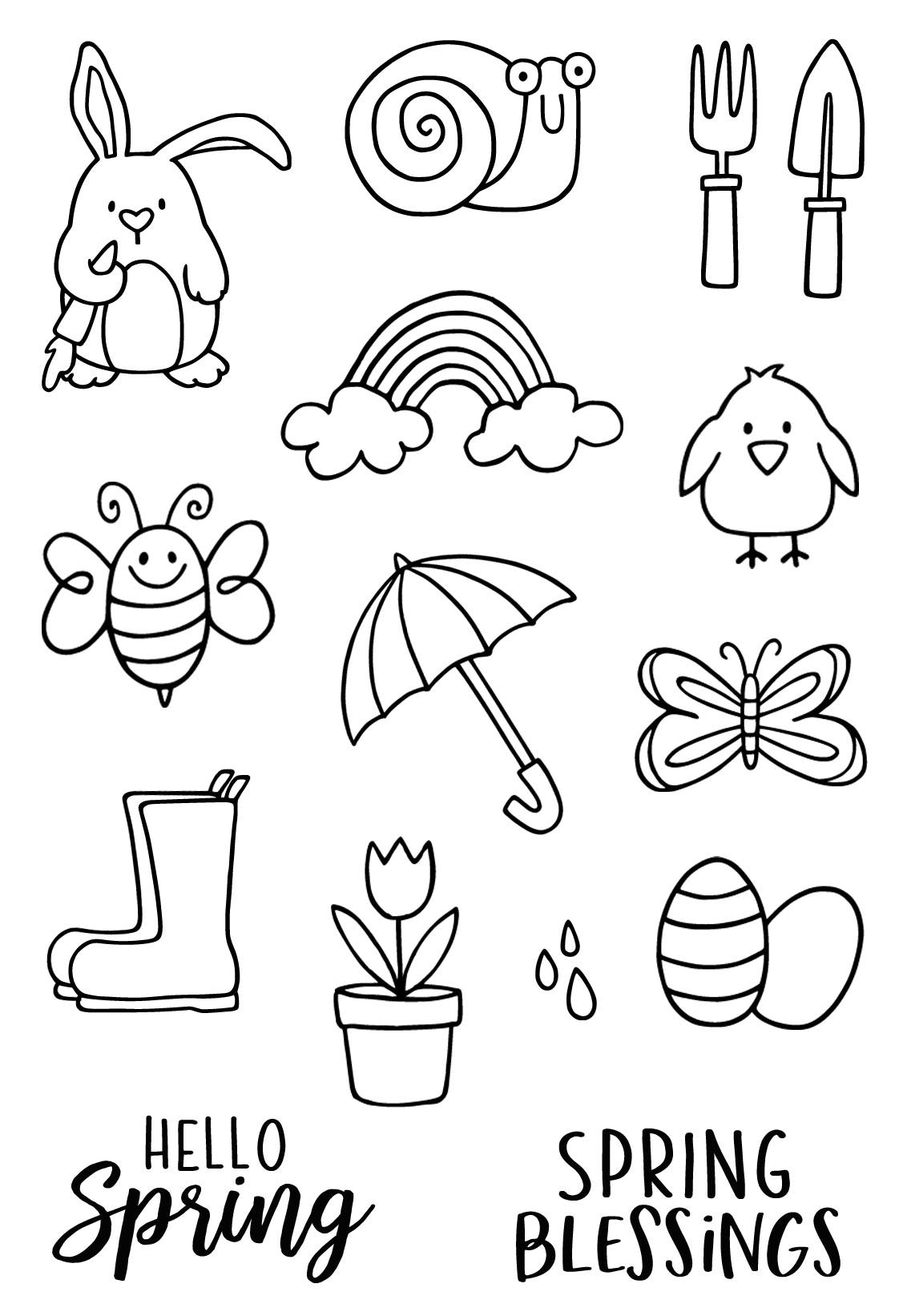 Jane's Doodles Clear Stamps 4"X6" - Spring Icons