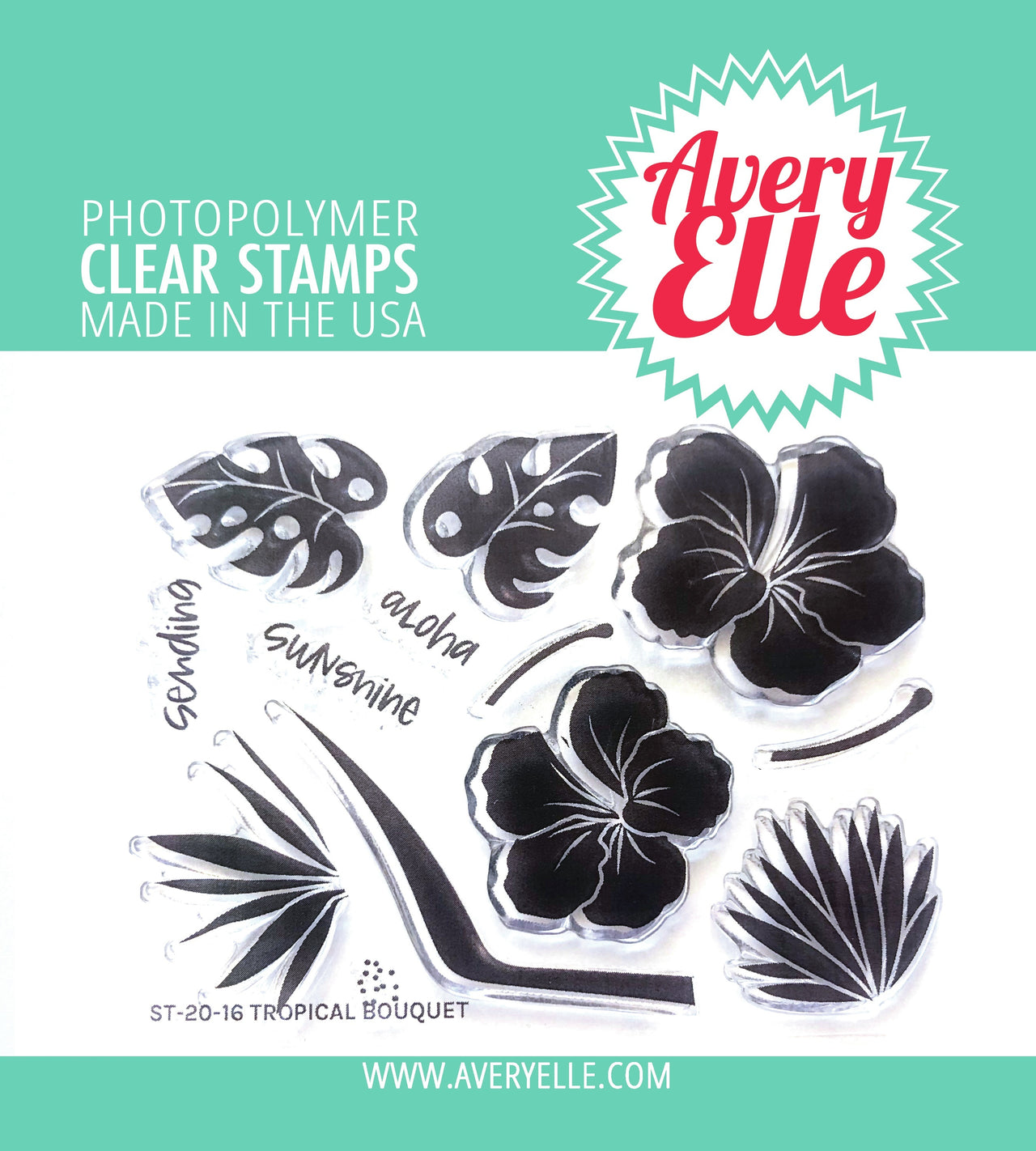 Avery Elle Clear Stamp Set 4"X3" - Tropical Bouquet