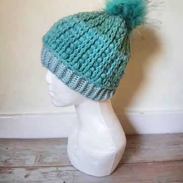 Pinstripe Puff Beanie