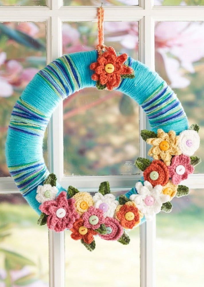 April Flowers Wreath in Red Heart Super Saver Economy Solids and Multis - LW3564