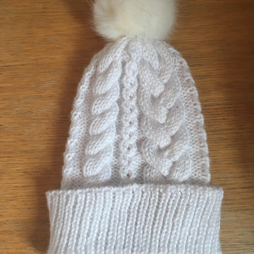 White Cable Hat