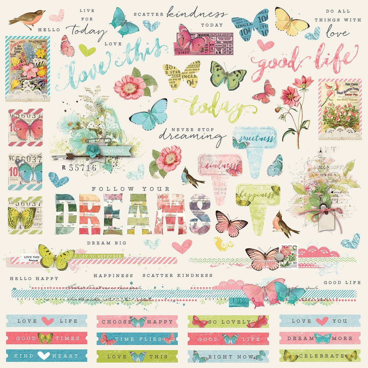 Simple Stories Simple Vintage Botanicals Cardstock Stickers 12"X12" - Combo
