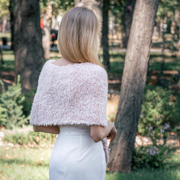 Knitting Pattern Womans Wedding Knitted Faux Fur Poncho