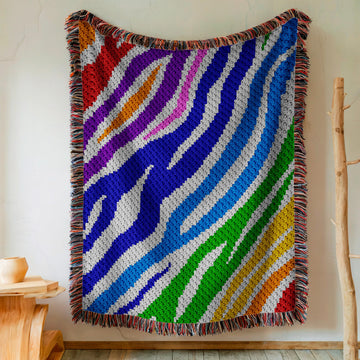 Rainbow Zebra print C2C Crochet Pattern