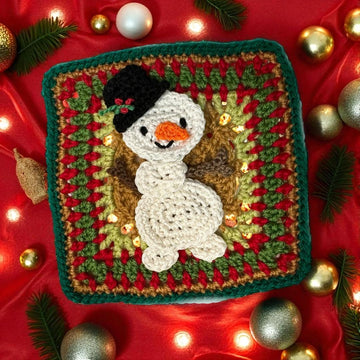 Snowman Granny Square Crochet pattern
