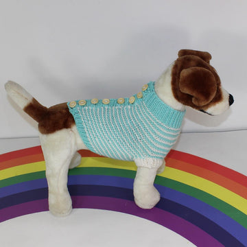 Aran Stripe Back Button Up Garter Stitch Dog Coat