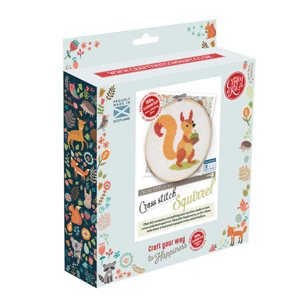 The Crafty Kit Company Squirrel Cross Stitch Kit - 15cm