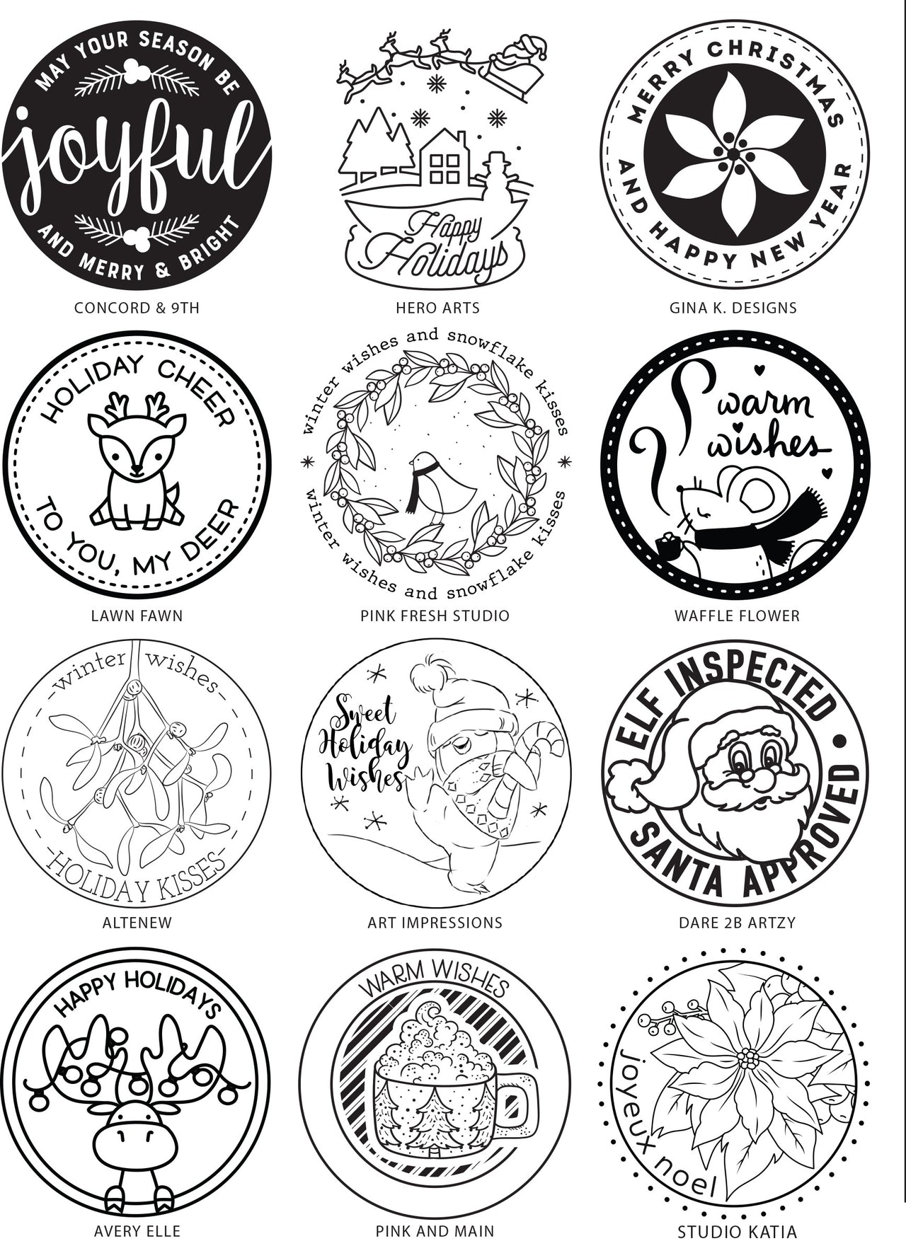 Concord & 9th Stamping Village Clear Stamps 6"X8" - Holiday Seals Collection