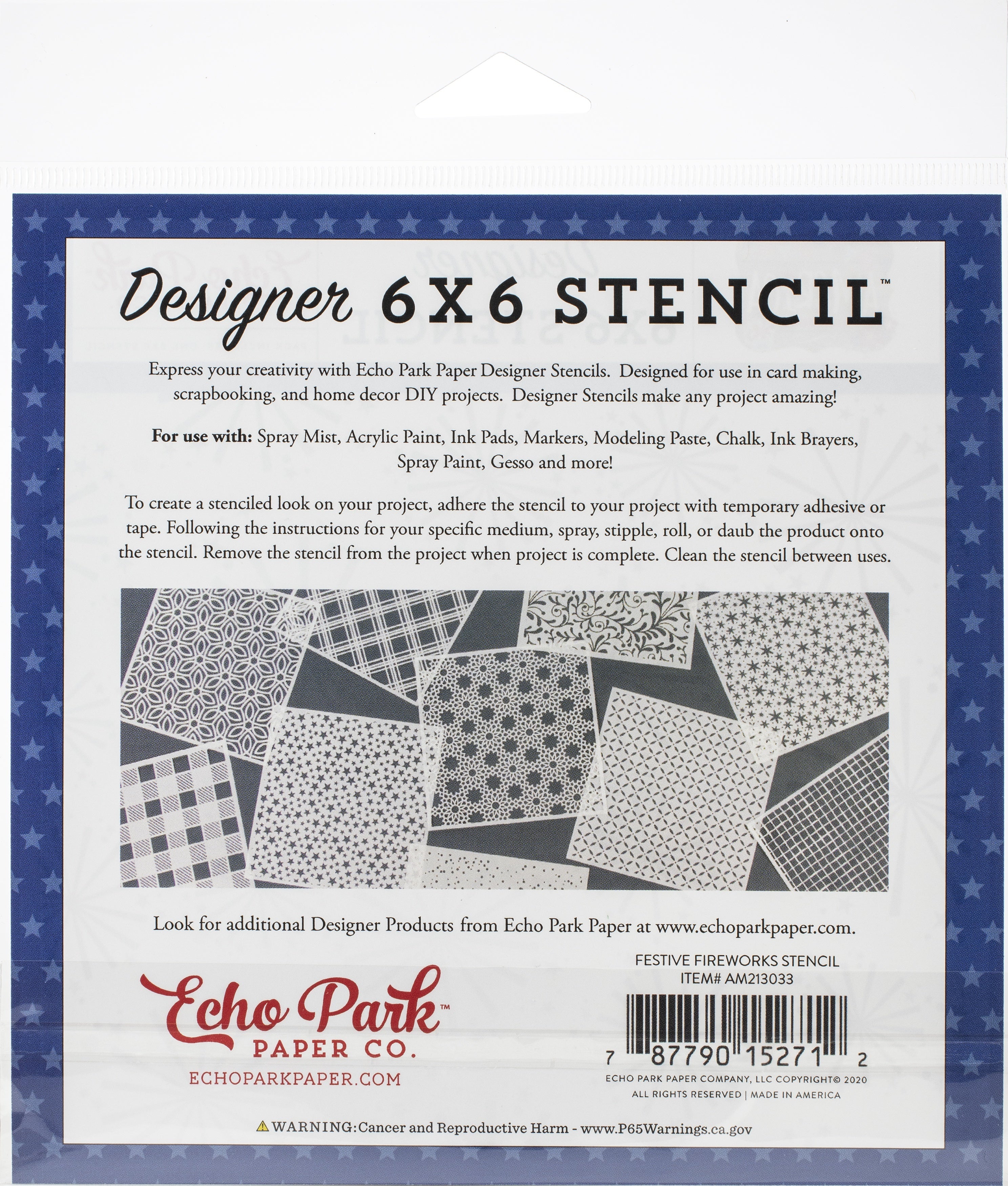 Echo Park Paper Echo Park Stencil 6"X6" - Festive Fireworks, America