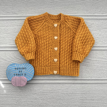 Jennifer Baby Cardigan 16" to 20" chest size. Approx 0-9mths