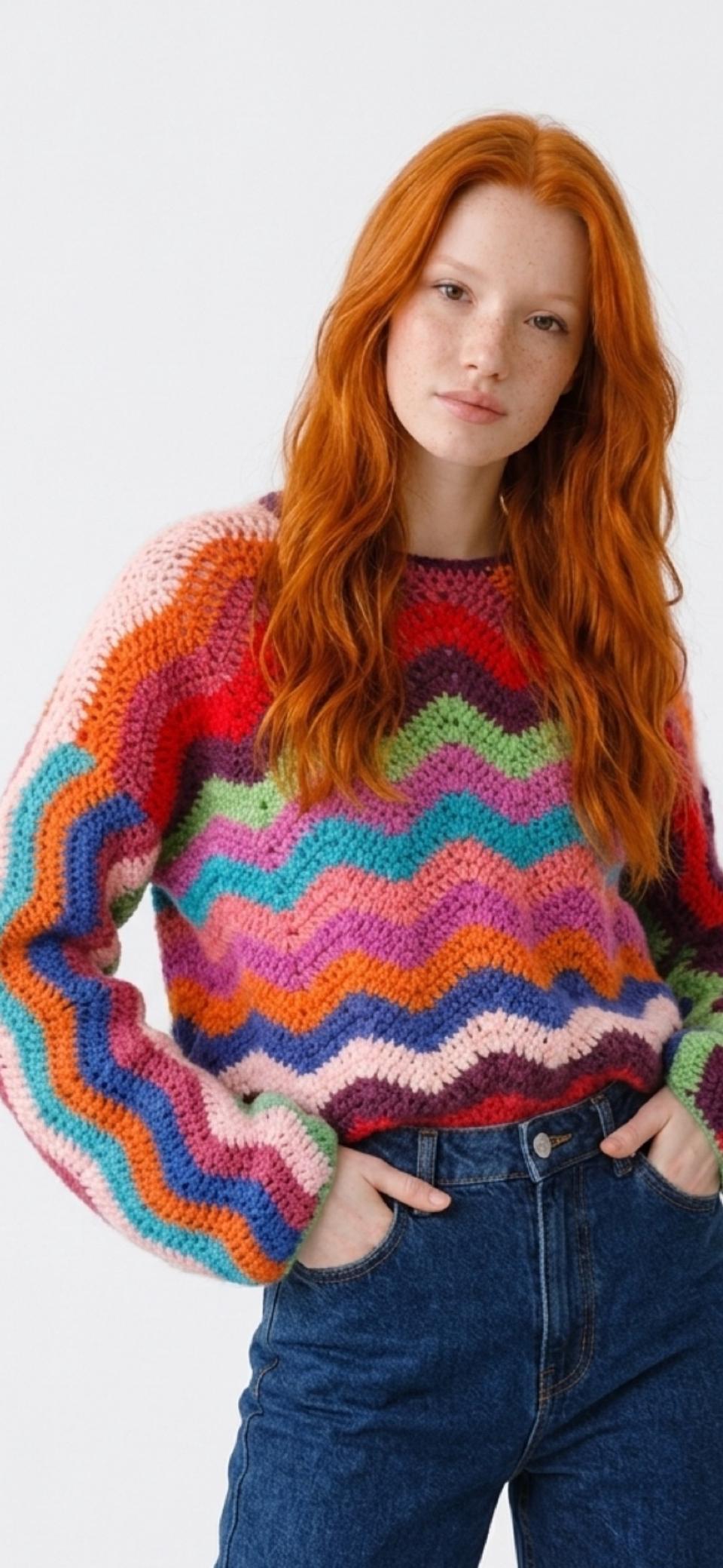 Wavy Oversized Crochet Jumper