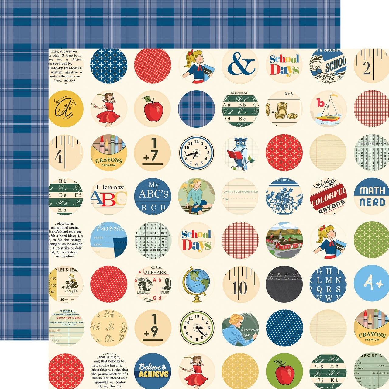 Echo Park Paper School Days Double-Sided Cardstock 12"X12" 25/Pkg - School Circles