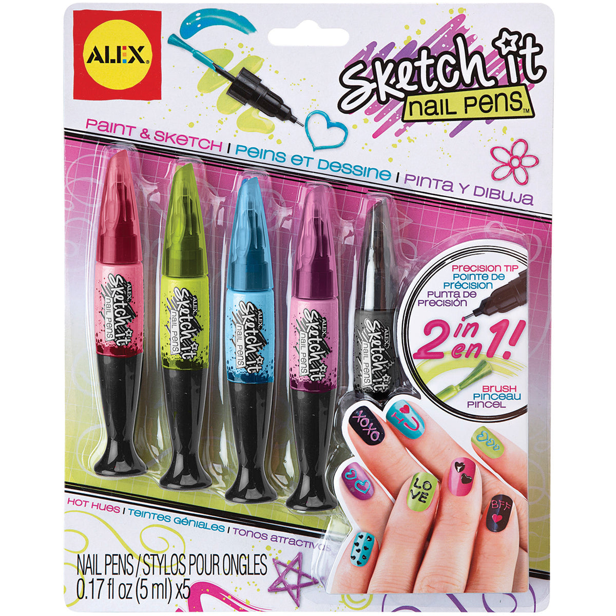Alex Toys Sketch It Nail Pens 5/Pkg - Hot Hues
