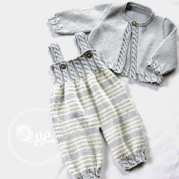 Baby Overalls with detailed cabled bodice and matching sweater - P037