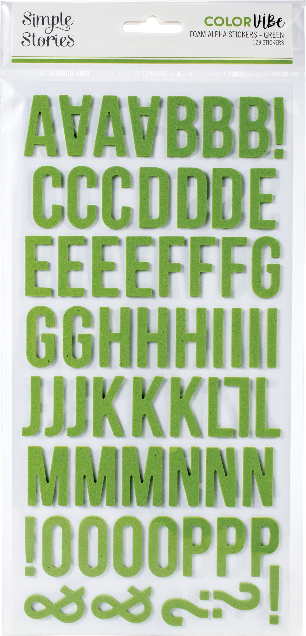 Simple Stories Color Vibe Foam Alpha Stickers 6"X12" 129/Pkg - Green