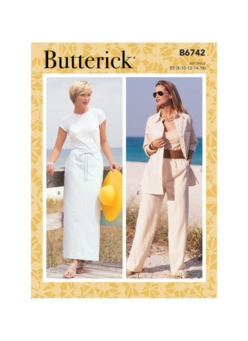 Butterick Misses'/Misses' Petite Elastic-Waist Skirts, Shorts and Pants B6742 - Sewing Pattern