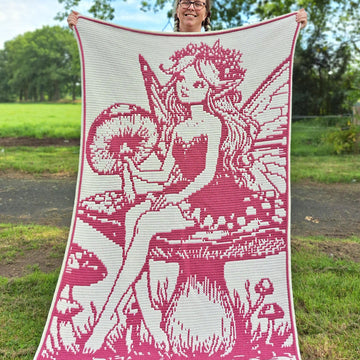 Fungal Fae | Fantasy Fairy Mushroom Overlay Mosaic Crochet Blanket PDF Pattern