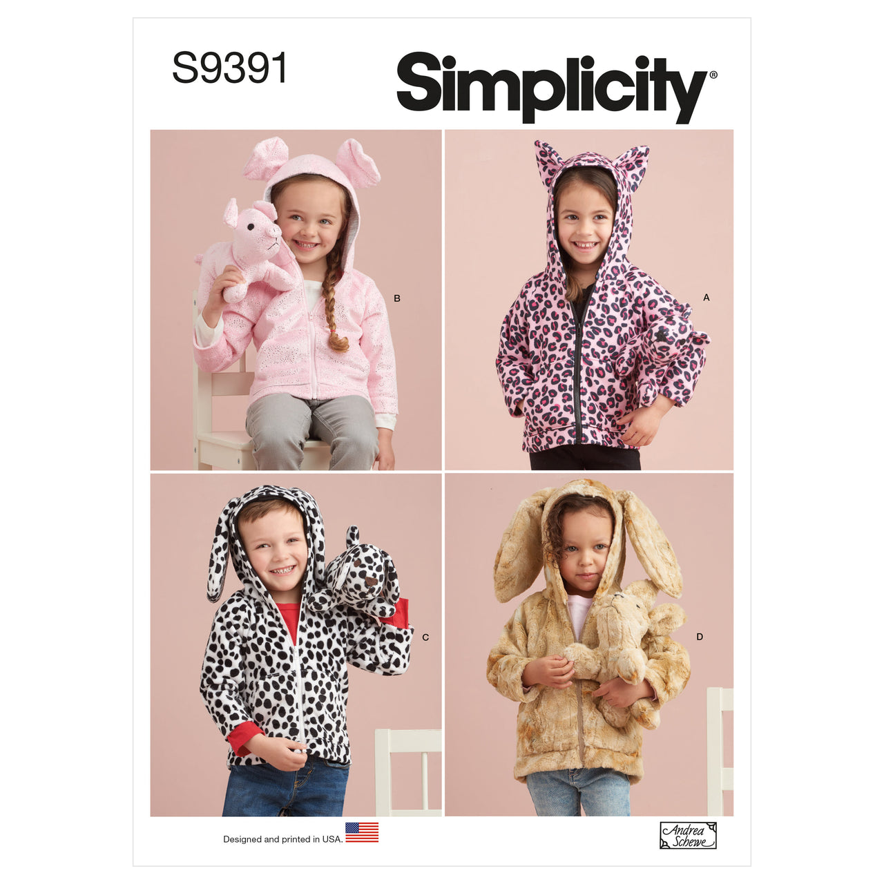Simplicity Toddlers' Jackets and Small Plush Animals S9391 - Sewing Pattern