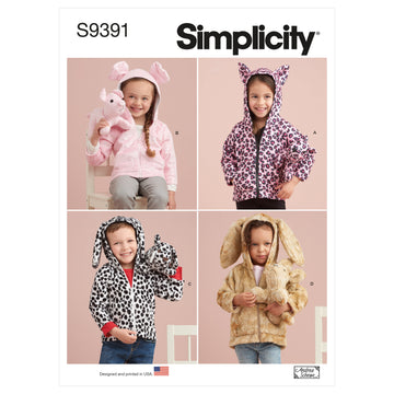 Simplicity Toddlers' Jackets and Small Plush Animals S9391 - Sewing Pattern