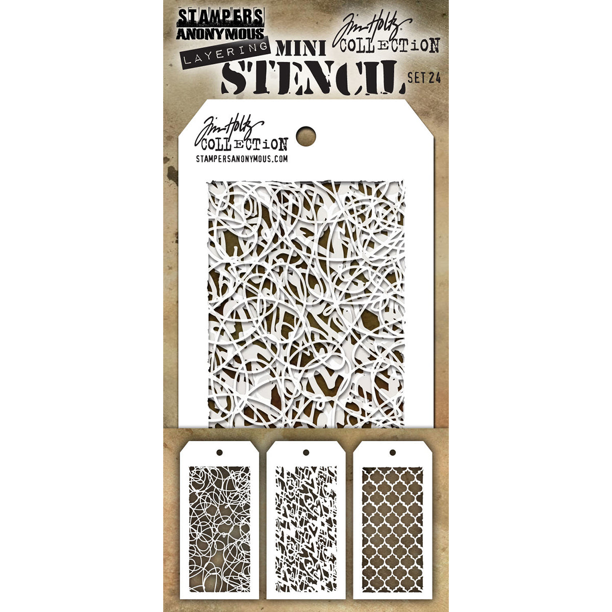 Stampers Anonymous Tim Holtz Mini Layered Stencil Set 3/Pkg - Set #24