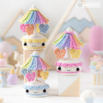 Amigurumi Crochet Pattern for kawaii music box carousel butterfly by AradiyaToys gift tutorial PDF file easy amigurumi pattern DIY project by AradiyaToys (Olka Novytska)