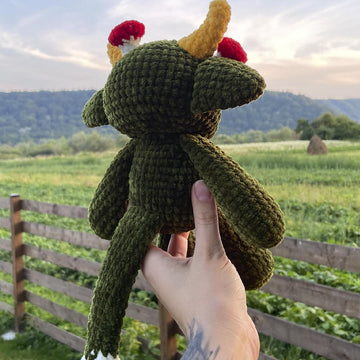 Forest Monster | Crochet Pattern | Mysterious creature with three eyes and mushrooms on its head
