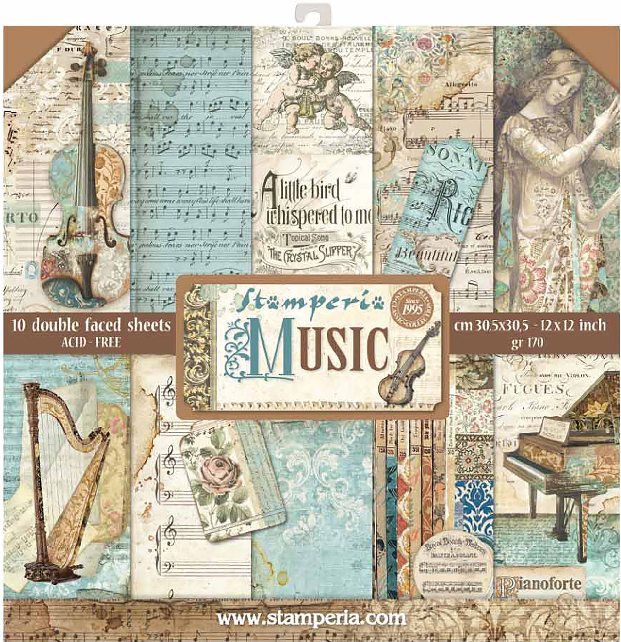 Stamperia Intl Stamperia Double-Sided Paper Pad 12"X12" 10/Pkg - Music, 10 Designs/1 Each