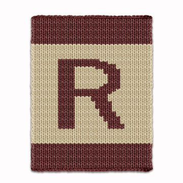 Initial Letter R Knitting Pattern Knit Chunky Blanket Color work bedspread