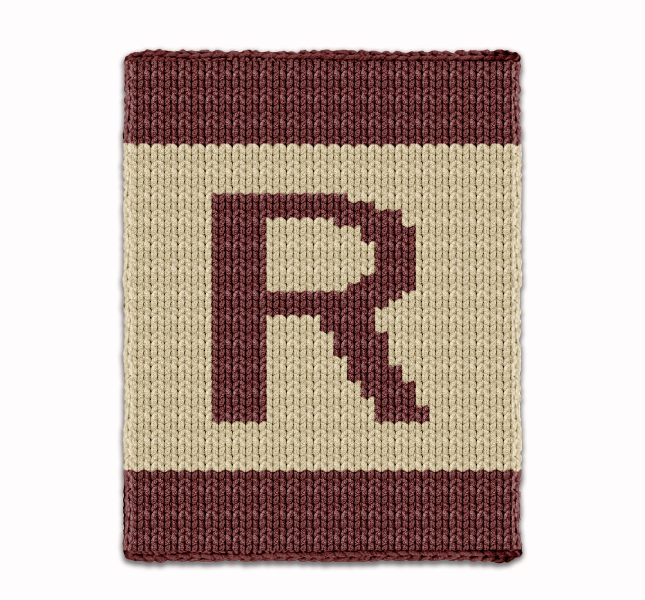 Initial Letter R Knitting Pattern Knit Chunky Blanket Color work bedspread