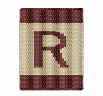 Initial Letter R Knitting Pattern Knit Chunky Blanket Color work bedspread