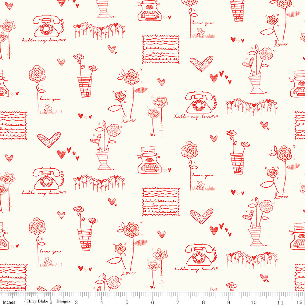 Riley Blake From The Heart - Cream - RBC10050CREAM