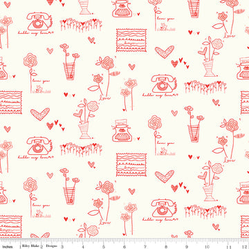 Riley Blake From The Heart - Cream - RBC10050CREAM