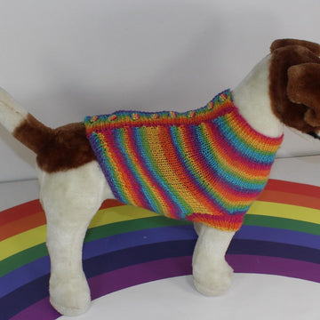 Small Dog Rainbow 4ply Back Button Up Coat