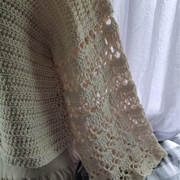 Cream Crochet Long Sleeve Pullover