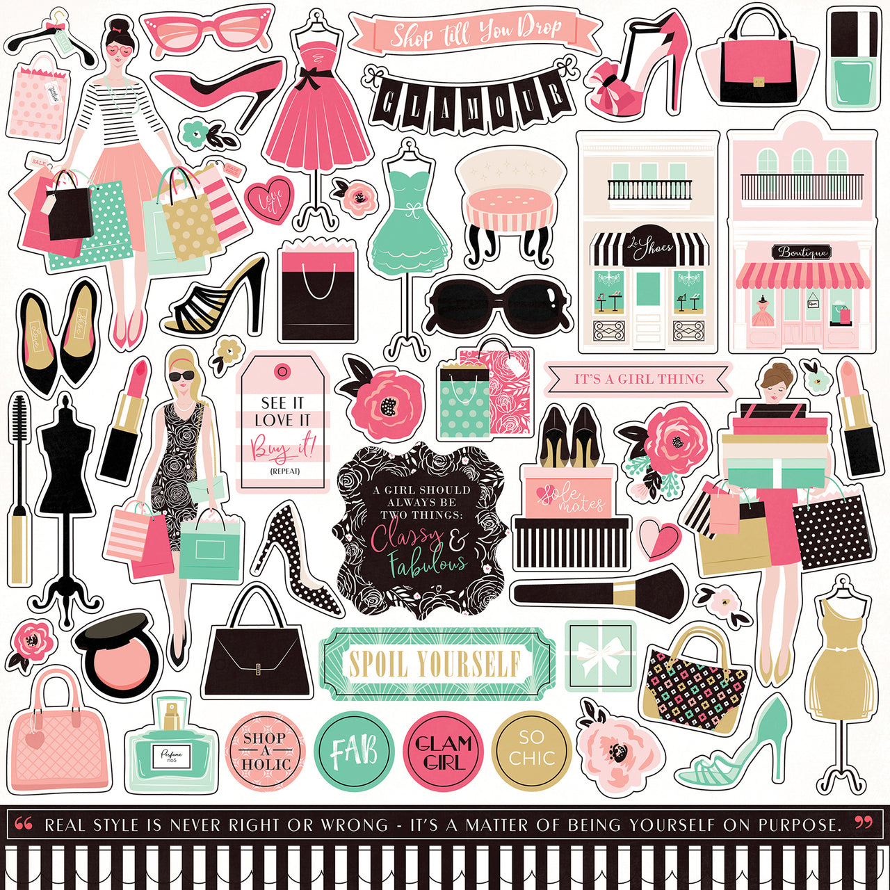 Echo Park Paper Fashionista Cardstock Stickers 12"X12" - Elements