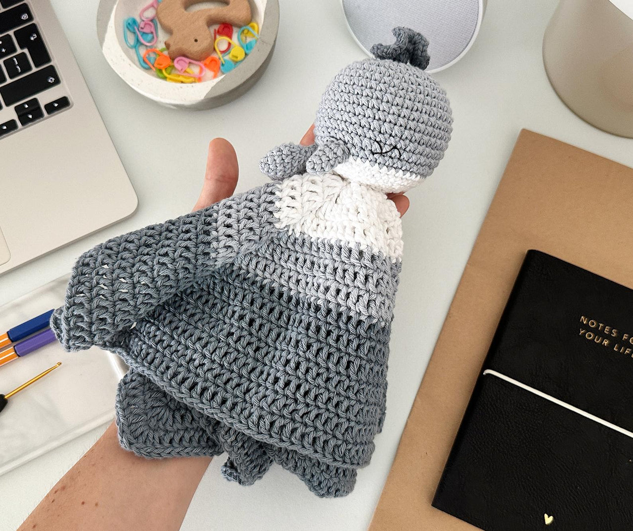 Whale Baby Lovey Blanket & Rattle Crochet Pattern PDF – Cute Stuffed Toy Tutorial