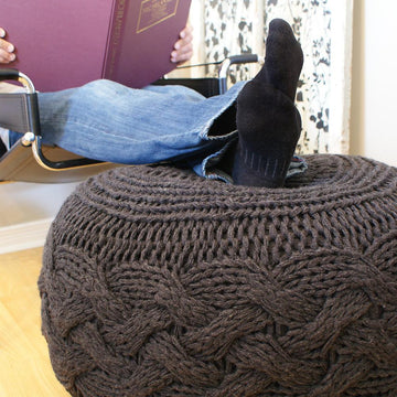Pouffe / Footstool / Ottoman Super Chunky Cable Knit 25" diameter x 16.5" high